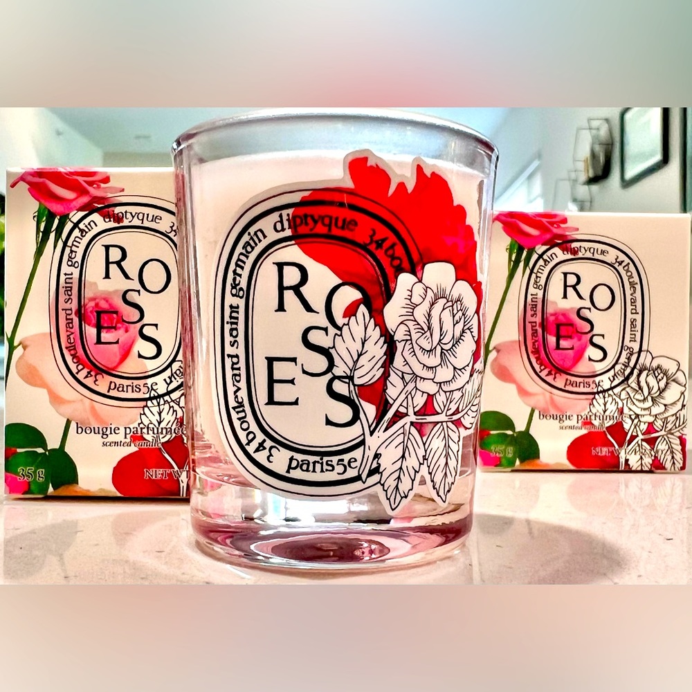 Diptyque Roses Mini Candle 35g in a LIMITED EDITION vessel and box